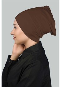 Resim Altobeh Hazır Pratik Geçmeli Uzun Boru Tesettür Bonesi - Koyu Çikolata 