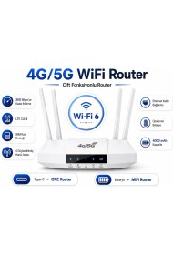 Resim Atlt Atlantis 4g/5g Wifi Router 300 Mbps Sim Kartlı 4.000MAH Dahili Batarya 4 Antenli Modem Taşınabilir Şarjlı Ev-Ofis Internet Cihazı Birden Fazla Cihaz Desteği Type-C Şarjlı 
