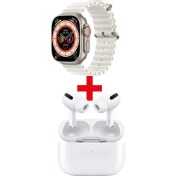 Resim Pazariz Gs8 Watch 8 Ultra Akıllı Saat Beyaz Watch + Beyaz Pro7 Benzeri Bluetooth Kulaklık Hediye 