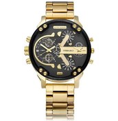 Resim Novahub Cagarny 6820 Büyük Kadranlı Takvim Ekranı Paslanmaz Çelik Bant Kuvars Saat Altın Çelik Kemer, Erkekler İçin Siyah Halka, Çok Renkli Çok Renkli 