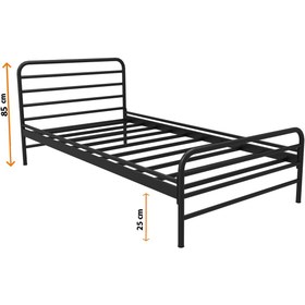 Resim FANO Milas Metal Karyola Siyah Tek Kişilik Ferforje Yatak 90x190, 90x200, 100x200, 120x190, 120x200 