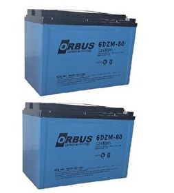 Resim Orbus 12V 80 Amper 2'Lİ Pkaet Jel Elektrikli Bisiklet (e-bike) Aküsü Ebatlar : 223x121x174 (2025 Üretim) 