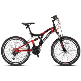 Resim Geroni Hunter 26 Jant Çift Amartisörlü Çevirmeli Vites Dağ Bisikleti Siyah-kırmızı-gri 