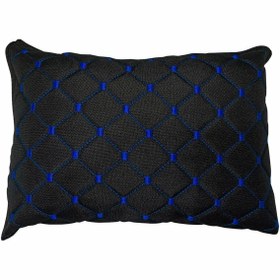 Resim Drs Tuning Oto Boyun Bel Destek Yastığı Polarlı Örtü Mavi Nakışlı Siyah Yastık 