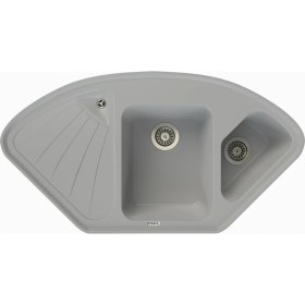 Resim POLEX Cristalüx Granit Evye P-CR1 Gri Tezgah Altı Ve Tezgah Üstü Mutfak Evyesi 104,5x57cm 