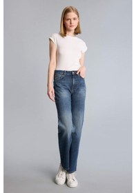 Resim Defacto Comfort Straıght Yüksek Bel Düz Paça Bilek Boy Jean Pantolon H2109ax26smnm35 Mavi-nm35 