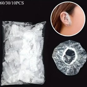 Resim 60/30/10 adet Tek Kullanımlık Geri Çekilebilir Kulak Koruyucular, Basit Tasarım, Kulakları Koruyun, Su Girişini Önleyin, Duş Kulak Koruyucuları, Şeffaf Kulak Koruyucular, Yüzme, Kuaförlük, Boyama, Perma, Banyo, Saç Yıkama, Kulak Koruma 