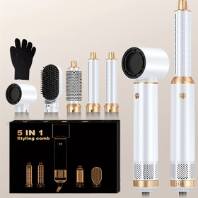 Resim 5in 1 Sıcak Hava Fırçası Saç Stilist Çıkarılabilir Saç Sıcak Fırça Saç Düzleştirici Tarak Elektrikli Hava Bukleleme Çubuğu Saç Bukleleyici Stil Araçları 