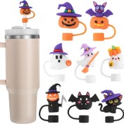 Resim 8 Parça Halloween Pipet Kapağı, 30&40oz Tumbler için Silikon Pipet Kapakları, Çeşitli Şekillerde Sevimli Halloween Pipet Kapakları, Yeniden Kullanılabilir 