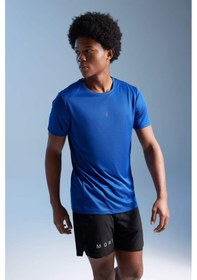 Resim Defacto DeFactoFit Slim Fit Dar Kesim Bisiklet Yaka Baskılı Kısa Kollu Sporcu Tişört X6142AZ23AUBE325 Mavi 