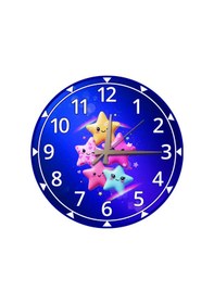 Resim Sevimli Renkli Yıldızlar Desenli Sessiz Mekanizma Duvar Saati Çocuk Odası Dekoratif Mavi 