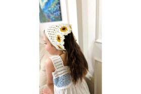 Resim Örgü Ayçiçeği Bandana - Kadın Veya Kız Çocuk 
