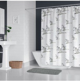 Resim Banyo Perdesi 6771 1x180x200, Perde Borusu Askı Aparatı Köşe Boru Beyaz Hediyeli, Duş Perdesi Seti Çok Renkli 