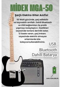 Resim Midex Tlx-50wb-50amp Tele Kasa Maple Klavye 2 Single-coil 50w Amfili Elektro Gitar 