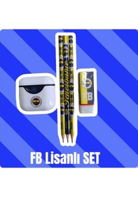 Resim Fenerbahçe Lisanslı Kurşun Kalem Seti 3 Adet Kurşun Kalem, Silgi, Beyaz Kalemtraş Çok Renkli 