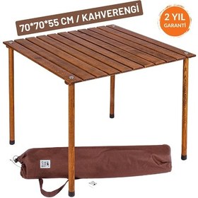 Resim Bag The Joy 70 x 70 x 55 CM Ahşap Katlanır Kamp Masası - Kahverengi 