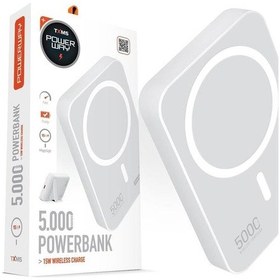 Resim Powerway 5.000mah Pd15w Magsafe Kablosuz Wireless Taşınabilir Şarj Cihazı Beyaz Powerbank Txm5 Beyaz 