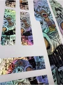 Resim ca kay bu One Piece Luffy Bisiklet Sticker Seti 9 Parça - Renkli Maşa Kadro Etiketi Hologram 