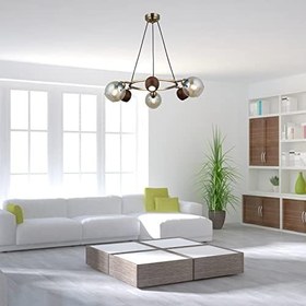 Resim Lucea Jamo 3+3 Antık Lak Avize 3xgu10+3xe27 