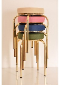 Resim 4 Lü Renkli Tay-3 Tüyü Altın Ahtapot Tabure Mutfak Taburesi 