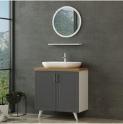 Resim Minar Sanya Banyo Dolabı 85cm Ay2k+1ya1r+tzg Beyaz Antrasit 