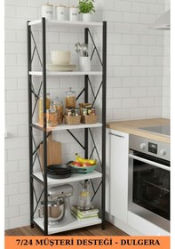 Resim Fifty 5 Raflı Metal Dar Tekli Kitaplık Dosya Ofis Salon Rafı 150 Cm Beyaz 