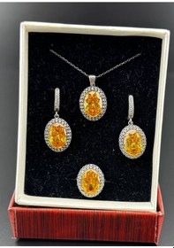 Resim Bayan Doğal Taşlı Gümüş Set Hcz-model Ghrew Sarı 