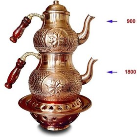 Resim El Yapımı Yıldız Petek Zımba Ocaklı Bakır Renk Çaydanlık Takımı Bakır 