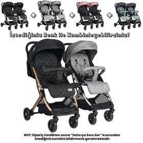 Resim Lorelli Fiorano New Kabin İkiz Bebek Arabası - Black - Siyah 