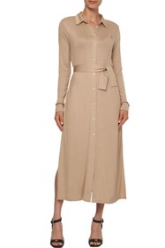 Resim Tommy Hilfiger Viscose Jersey Shirt Midi Dress 