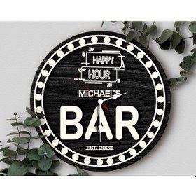 Resim Bk Gift Barlara Özel Dekoratif Siyah Ahşap Duvar Saati 35cm-9 , Bar Duvar Saati , Cafe Duvar Saati , Özel Ahşap Saat Kobitmeyen138339 Bk Gift 