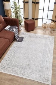 Resim Cagliari Gri Geometrik Pamuk Makine Halısı 160x230 