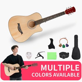 Resim 38 inç Tam Başlangıç Çantası ile Akustik Gitar Seti, Gerİ DönüştürülmüŞ AhShap Vücut, 20 Perde Dolu Ölçek (Yarım Kesim Saddle), Ayar Pimiği, Tel Temizleme Bezi ve Koruyucu Şeffaf KaGit - Seyahat İKiliSi Çanta & AskI Hediye Edilir. Mat BItImEzliTek Renk Secenegler1 (Beyaz/Pembe Mor kızıl Mavi SiyaH) EvSefer Ve OnLIne DerSLer IcIN Ideal TAmla BaslanCılar GuTar PaketiGuTal KitDolU BoyutluAkusTiGi TarBuZlar iCiN PrATIKALARPortabl GiTuArMat BitIM 