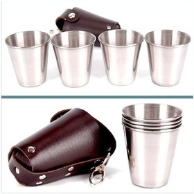 Resim Omeniv 4lü Bardak Shot İçki Viski Şarap Seti Kılıflı Çadır Kamp 