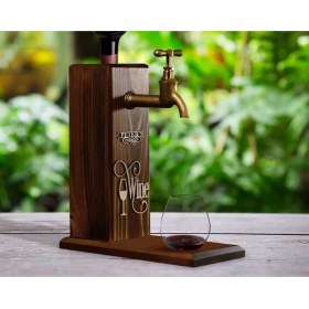 Resim Bk Gift Kişiye Özel Kabartma Isimli Musluklu Ceviz Ahşap Şarap Standı, Şarap Çeşmesi, Doğum Günü Hediyesi, Ev Hediyesi, Içecek Dispenseri-1 
