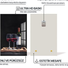 Resim Kırmızı Şarap Cam Tablo - Altın / 20x30 cm 