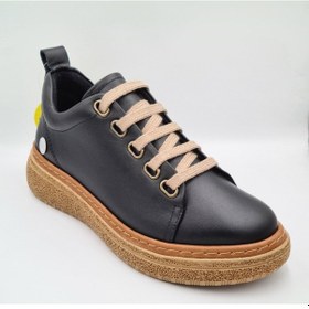 Resim Mammamia D25ka-120 Siyah Hakiki Deri Kadın Günlük Casual Sneaker Ayakkabı Siyah 