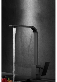 Resim Vsa Siyah Kare Kuğu Mutfak Bataryası 360 Derece Döner Borulu Siyah 