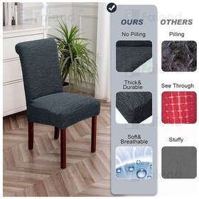 Resim Streçli Lastikli Likralı Esnek Sandalye Örtüsü Düz Desen Jakarlı Sandalye Kılıfı Tekli Antrasit 
