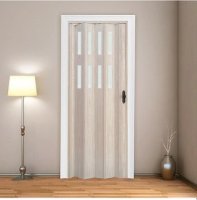 Resim Faran Dekorasyon 102 x 215 Akçaağaç Renk Camlı Pvc Akordiyon Kapı - FRNAKMODEL-0-46 