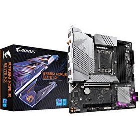 Resim Gigabyte B760M Aorus Elite AX WiFi DDR5 7800 MHz OC M.2 HDMI/DP/USB-C PCIe 4.0 1700P mATX Anakart 