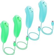 Resim JTao-tec Wii Nunchuck 4pack Nunchuk Controllers Replacement Remote Joystick Gamepad Controller for Wii Wii U Console (water green + water blue) 