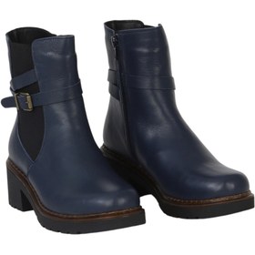 Resim Bueno Shoes Lacivert Deri Kadın Topuklu Bot 