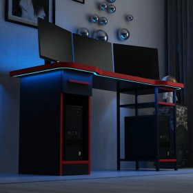 Resim X-Force Phoenix 1 Ç Metal Raf Ayaklı Oyuncu Masası Rgb LED Işıklı - Set 6 