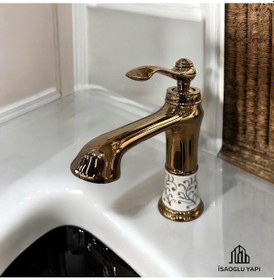 Resim İsaoğlu Yapı Bronz Lavabo Bataryası Bakır Vintage Armatür Country Klasik Armatür Bakır 