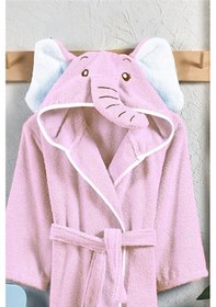 Resim Ely Parker Kapüşonlu Pamuk Çocuk Bornozu Pembe Fil Hayvan Elyprkr00978-pembe-beyaz Pembe - Beyaz 