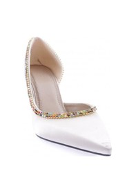 Resim Dgn 1328 Kadin Transparan Detayli Stiletto 1328-2150-R2877 Bej Saten 