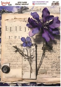 Resim Pirinç Dekopaj Kağıdı 30x42cm Pt-136 Yazı Çiçek 