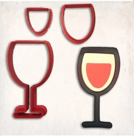 Resim Şarap Kadehi Detay Kurabiye Kalıp Seti 3 Lü KIrmızı 