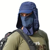 Resim 1 adet 3-in-1 Açık Güneş Kremi Rüzgar Geçirmez Ayrılabilir Mesh Boyun Kapak Şapka Açık Bisiklet, Tırmanma, Yürüyüş için 
